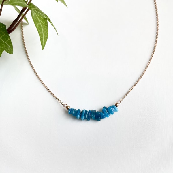 Apatite Necklace -Blue  Apatite Pendant - Neon Blue Apatite Jewelry  Necklace - Apatite Pendant - Chakra Necklace - Gift For Her/Mom