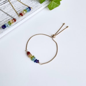 7 Chakra Bracelet,  Silver / Gold Chakra Jewelry, Raw Crystal Chakra Bracelet, Chakra Stones, Seven Chakras Colorful Rainbow Bracelet
