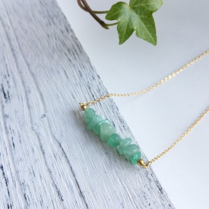 Raw Green aventurine necklace for women/green crystal chakra necklace/green aventurine healing crystal necklace/heart center crystal/gift image 2