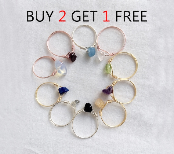 Buy Get Free Raw Gemstone Ring- Dainty Ring Stacking Ring