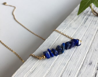 Lapis Lazuli Crystal Necklace,  Crystal Choker, Crystal Necklace,  Healing Crystal, Lapis, Girlfriend Gift for Her, Jewelry for Woman