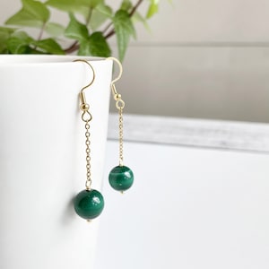 Malachite Earrings, gold earrings, Gold Filled, Sterling Silver, Minimalist, Green Gemstone,Natural, Gift for Her