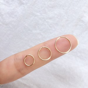 Anello al naso in oro da 20 g, anello al naso con setto in oro da 3 mm, 4 mm, 5 mm, 6 mm, 7 mm, 8 mm, 9 mm, 10 mm, 11 mm, 12 mm, 20 g, 22 g, sottile, fatto a mano, piccolo, minuscolo