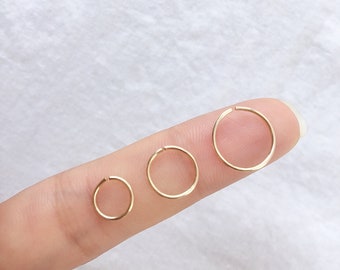 20g Gold Nose Ring, Nose Hoop Septum Ring  Gold 3mm 4mm 5mm 6mm 7mm 8mm 9mm 10mm 11mm 12mm 20g 22g Thin Handmade Small Tiny