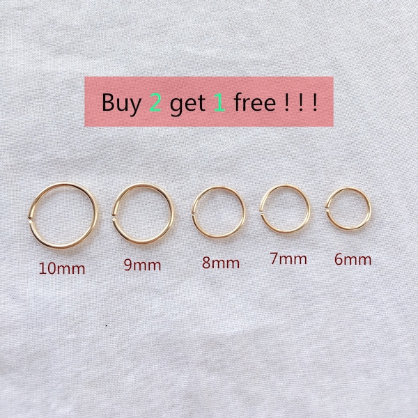 Buy 2 get 1 free ! Thin Nose Ring Hoop / Small Gold Nose Ring / Small Open Hoop Nose Ring / 24 gauge 20 gauge 22 gauge /6mm 7mm 8mm 9mm 10mm