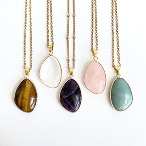 Rose quartz Necklace, Amethyst Necklace, Minimalist Necklace, Necklaces for Her, Gemstone Necklace, Dainty Necklace,Christmas Gift