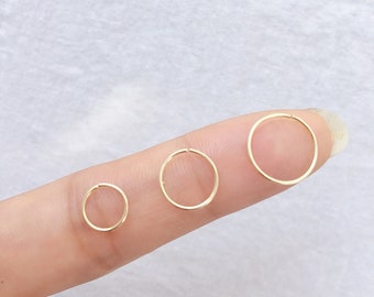 22g Thin Nose Ring Hoop / Small Gold Nose Ring / Small Open Hoop Nose Ring / 18 gauge 20 gauge 22 gauge /6mm 7mm 8mm 9mm 10mm