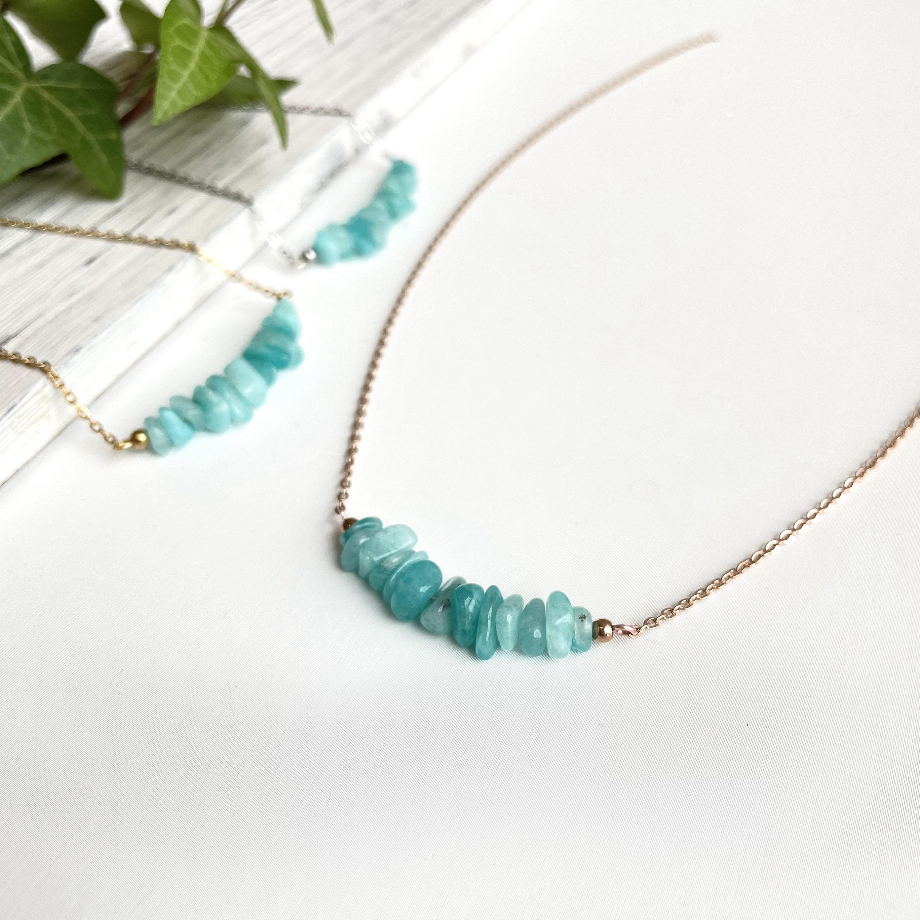 Blue amazonite necklace , healing crystal necklace, Genuine Gemstone Jewelry, Healing crystal necklace, Gift for Her,Protection Amulet