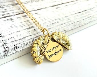 Sunflower Necklace - Flower Pendant Classic Cable Adjustable Chain, Jewelry Gift for Women, Girls, Best Gift for Her, Christmas Gift