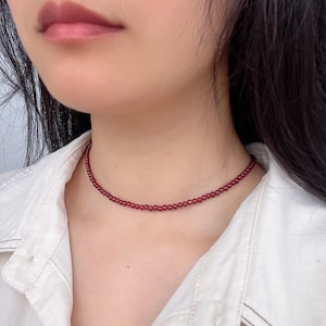 Genuine Garnet Bead Necklace, January Birthstone Necklace, Red Garnet Necklace, Garnet Necklace, Gift for Her, Christmas Gift