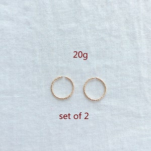 set of 20 Gauge Nose Hoop/14K Gold Fill Diamond Cut Helix piercing Nose Ring/Sparkle Tiny cartilage Hoop Earring/Septum