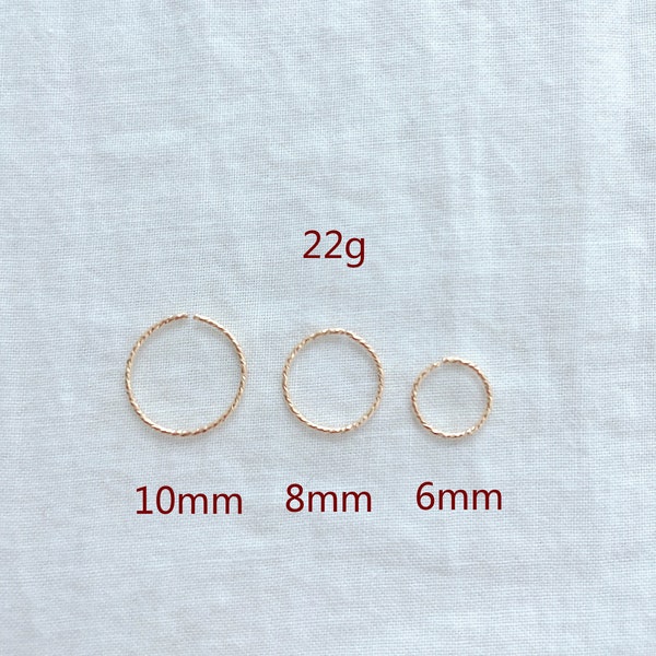 22 Gauge Nose Hoop/14K Gold Fill Diamond Cut Helix piercing Nose Ring/Sparkle Tiny cartilage Hoop Earring/Septum