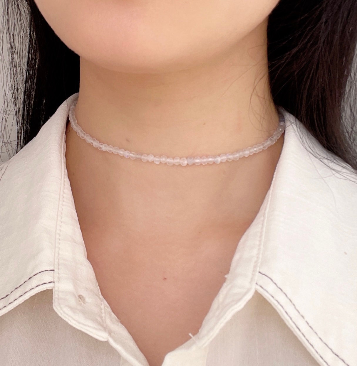 Moonstone Choker Necklace - Crystal bracelet - June Birthstone Stone-  Layering Necklace - Natural Moonstone Stone - Healing Necklace