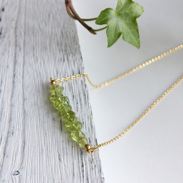 Genuine Peridot necklace , Olivine jewelry,Dainty tiny necklace,Sterling Silver necklace,Green stone necklace,Birthday Gift,Bridesmaid Gift