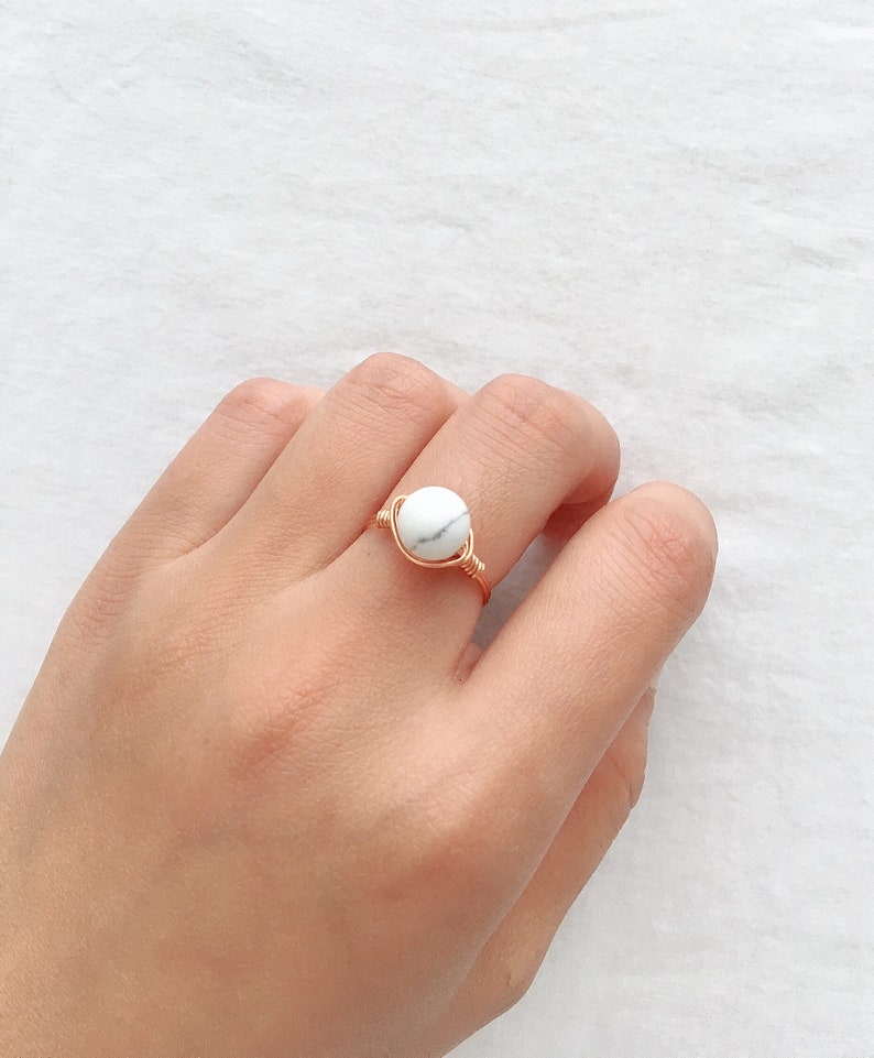 White Turquoise Ring Stacking Ring Cute Ring Stone Ring Etsy