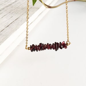 Genuine Garnet Necklace, January Birthstone Necklace, Red Garnet Necklace, Gold Garnet Necklace, Gift for Her, Silver Garnet Necklace
