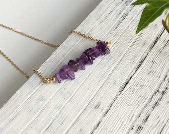 Amethyst Necklace, Genuine Amethyst Necklace, February Birthstone Necklace, Dainty Necklace, Gold Amethyst, Silver Amethyst