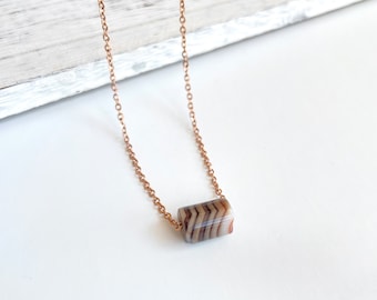 Collier en agate du Botswana, bijoux bohèmes, cadeau idéal pour femme, pendentif en pierres précieuses, collier en cristal curatif, cadeau pour elle, cadeau de Noël