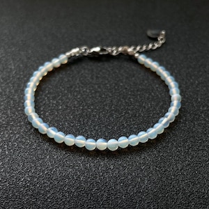Minimalist Opal Bead Bracelet -Dainty  Natural Stone Bracelet Healing Crystal Delicate Spiritual Protection- Best gift for her - Christmas