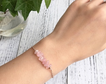 Rose quartz  Bracelet, Adjustable Bracelet, Raw Crystal, Rose Quartz Crystal, Gemstone Bracelet, Rose Gold Bracelet, Bridal Gift Jewelry