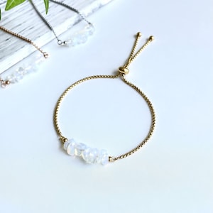 Raw Opal Bracelet In Gold/Silver, Birthstone for October, White Opal, Anniversary Gift, Bridesmaid Gift, Minimalist, Opal Gift for her