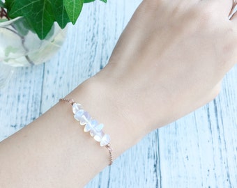 Opal Bracelet In Gold/Silver, Birthstone for October, White Opal, Anniversary Gift, Bridesmaid Gift, Minimalist, Opal Gift for her