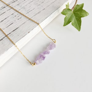 Collier anxiété, collier améthyste légère, améthyste lavande, pierres précieuses pour l&#39;anxiété et le calme, thérapie par les cristaux de guérison, cadeau pour elle