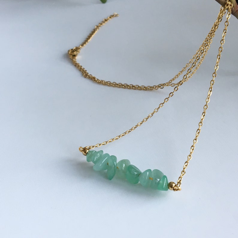 Raw Green aventurine necklace for women/green crystal chakra necklace/green aventurine healing crystal necklace/heart center crystal/gift image 6