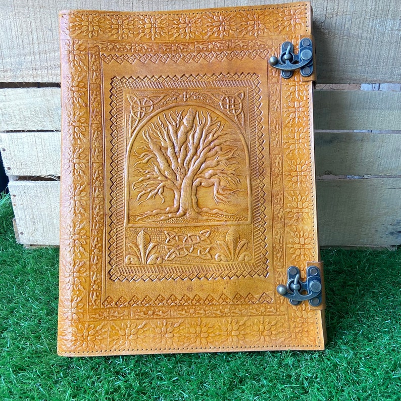 Personalized Leather Journal, Tree of Life Journal, Grimoire Notebook