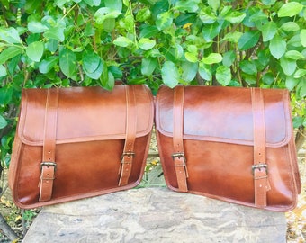 Leather Bike bag, Motorcycle saddlebag pair, Motorcycle Bag, Right Left Bags , Bicycle bags, Leather Bag, Christmas Sale, Mother's Day Sale