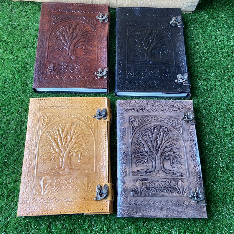 Personalized Leather Journal, Tree of Life Journal, Grimoire Notebook