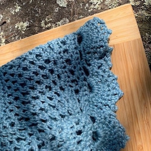 Handmade Blue Circle Mandala Crochet Throw Blanket