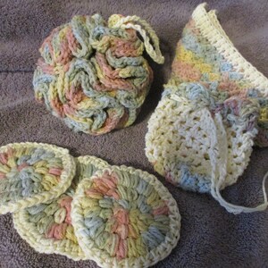 Handmade Soft Pastel Crochet Cotton Bath Spa Set