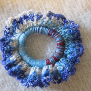 Crochet Lace Ponytail Holder Red White and Blue or Purple/Grey