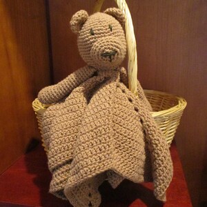 Handmade Crochet Brown Bear Lovey Plush