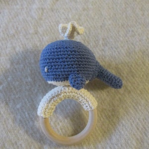 Handmade Organic Cotton Crochet Whale Rattle
