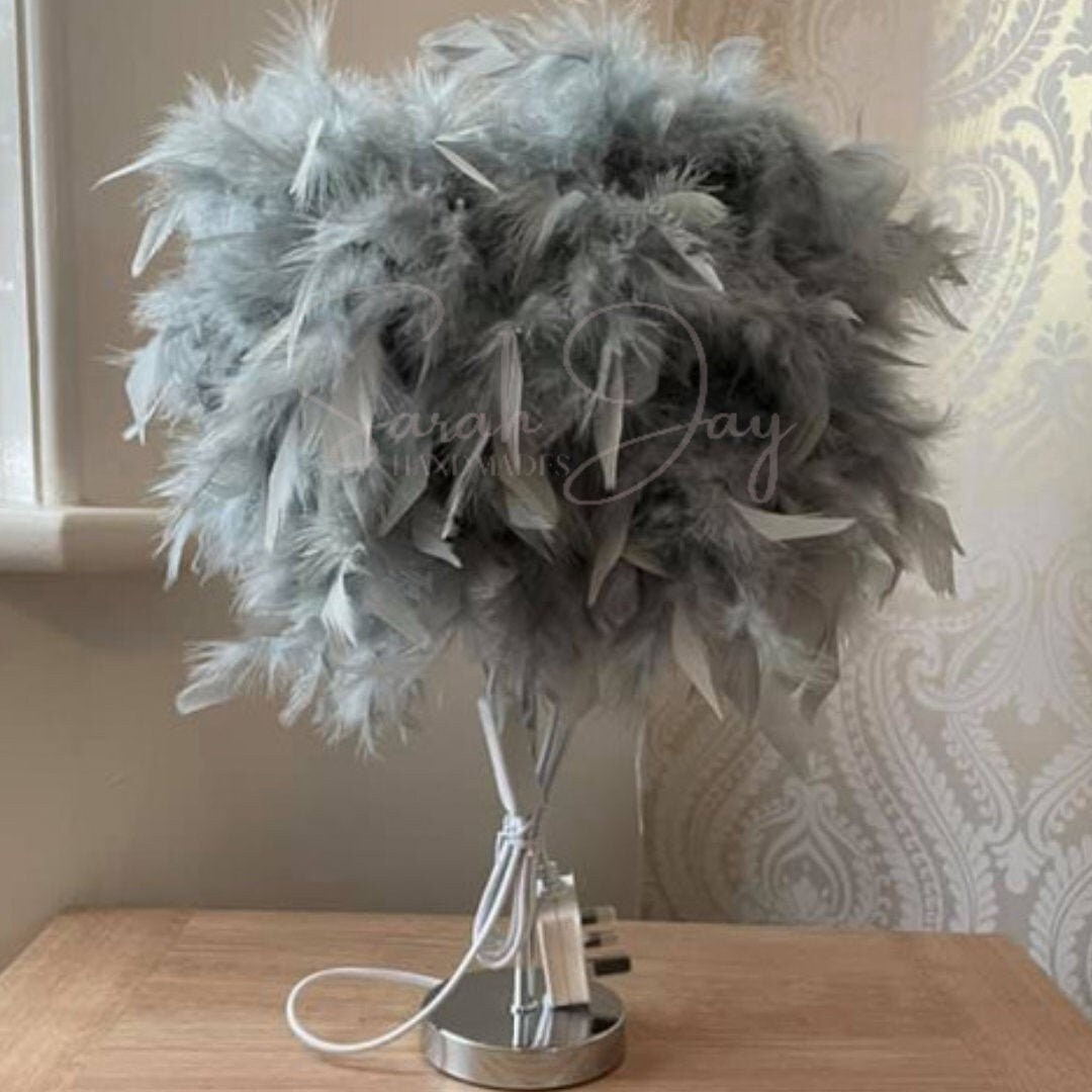 Grey feather hotsell floor lamp