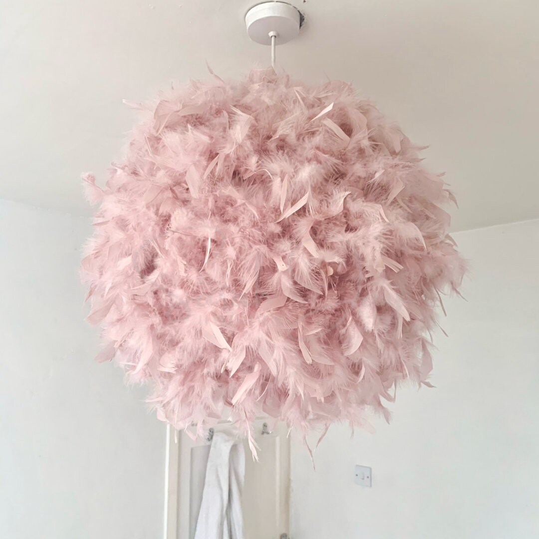 Dusky Blush Pink Feather Ceiling Light Shade Easy Fit Etsy