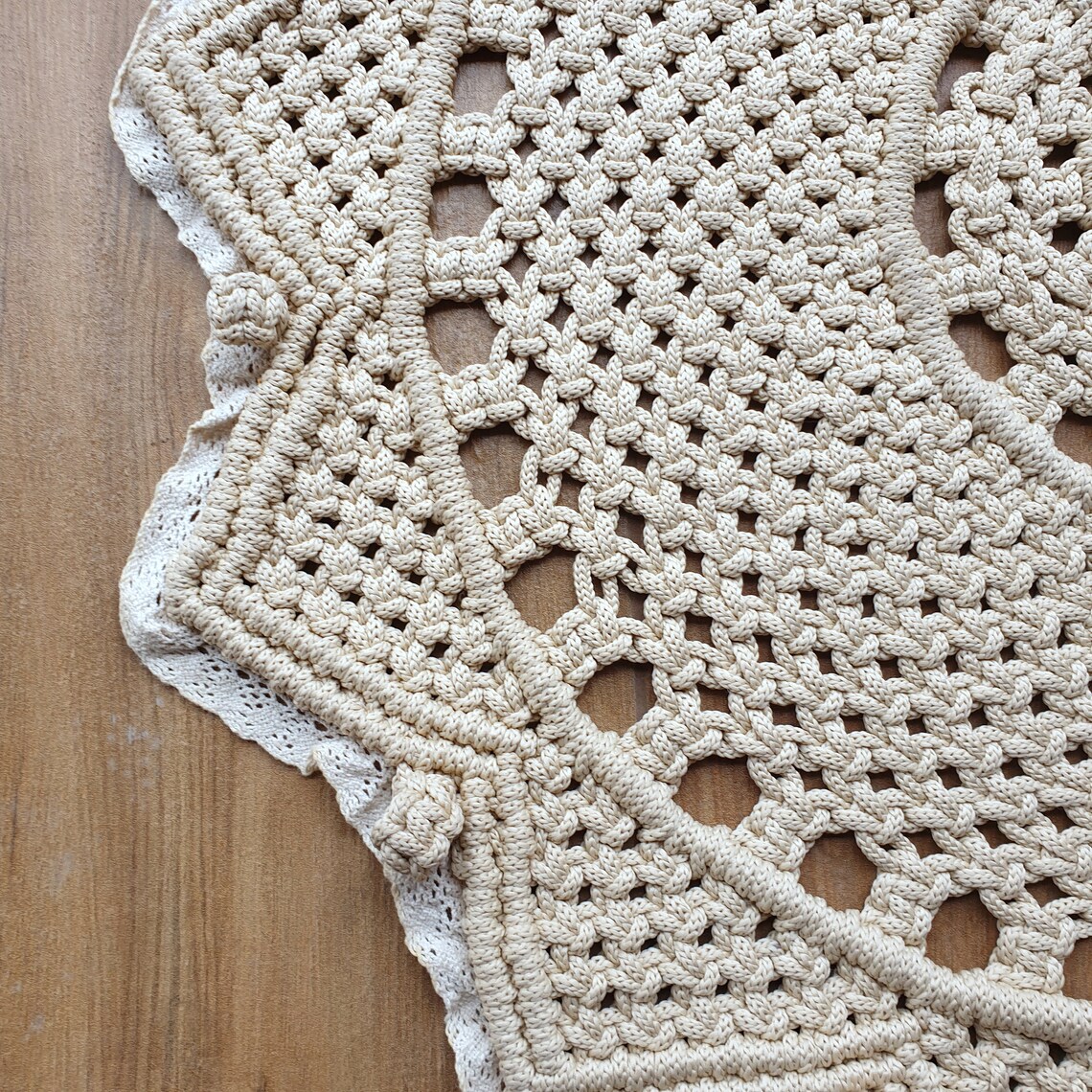 Kreis Makramee Teppich Runde beige Teppich mit Spitze Am | Etsy