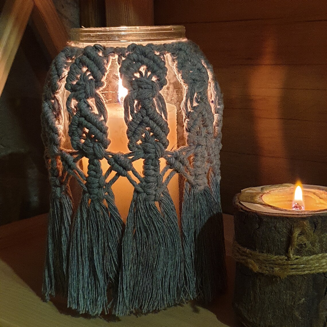 Macrame jar pattern video tutorial candle holder DIY Etsy