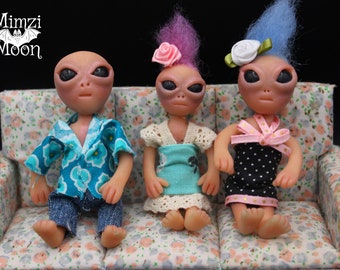 Alien Dolls!  Cute Alien Family!  Polymer Clay Dolls!