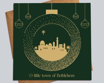 O Little Town of Bethlehem Square Christian Christmas Card | Single or Pack of 10