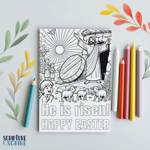 Christian Easter Colouring Page - Jesus Resurrection - Printable A4 PDF - Sunday School Activity - Church Craft - Kids Bible Colouring