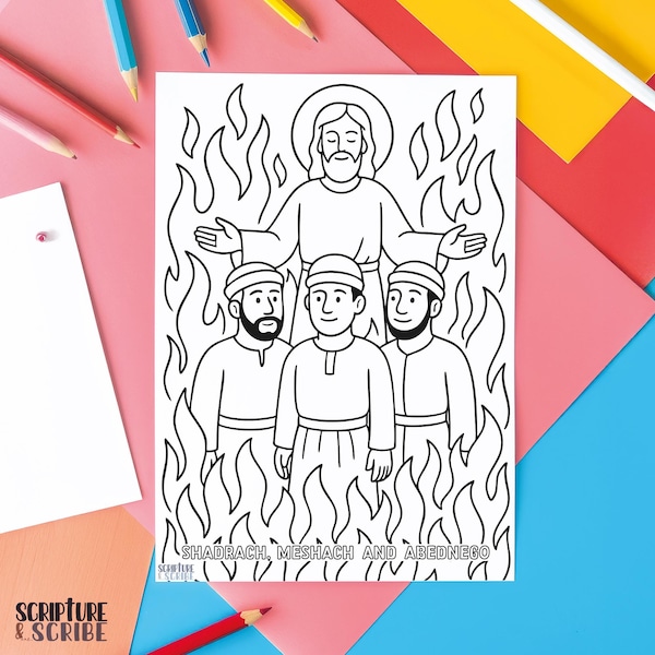 Schadrach Meshach Abednego Malseite | Feuriger Ofen Bibelgeschichte | A4 Kinder Sonntagsschule Printable | Bibel Malseite