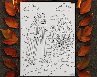 Moses and the Burning Bush Colouring Page: Kids Bible Activity (PDF Download
