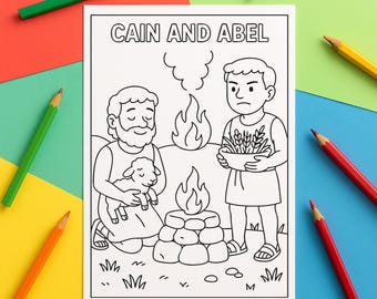 Cain and Abel Bible Colouring Page for Kids | Christian Printable PDF | Sunday School Activity Sheet | Kids Colouring Page | Bible Colouring