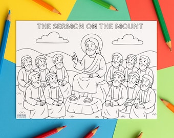 Sermon on the Mount Colouring Page: Jesus Bible Story Activity (PDF Download A4)