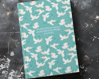 Holy Spirit Dove A5 Notebook | Christian Journal with Job 33:4 | Bible Verse Lined Notebook | Faith-Based Gift for Women | Job 33 v 4