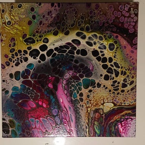 Pouring acrylic painting