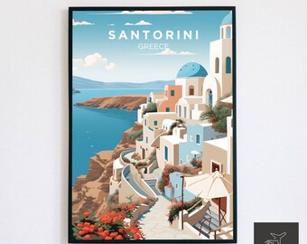 Santorini Greece Travel Print Wall Art, Santorini Wall Hanging Home Decoration, Santorini Greece Gift for Travel Lovers, Santorini Greece